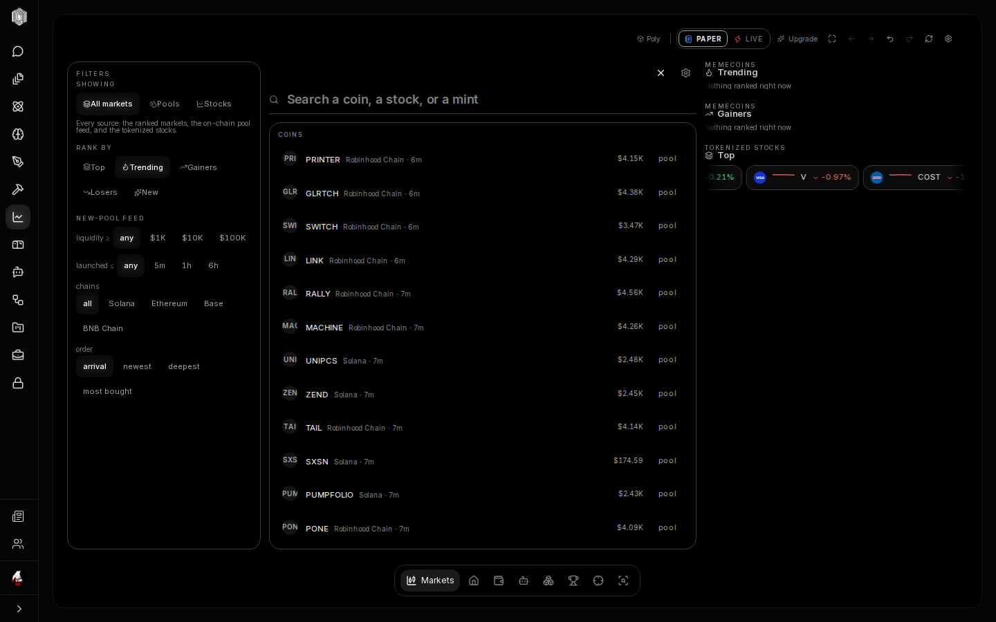 Coin search and discovery mode